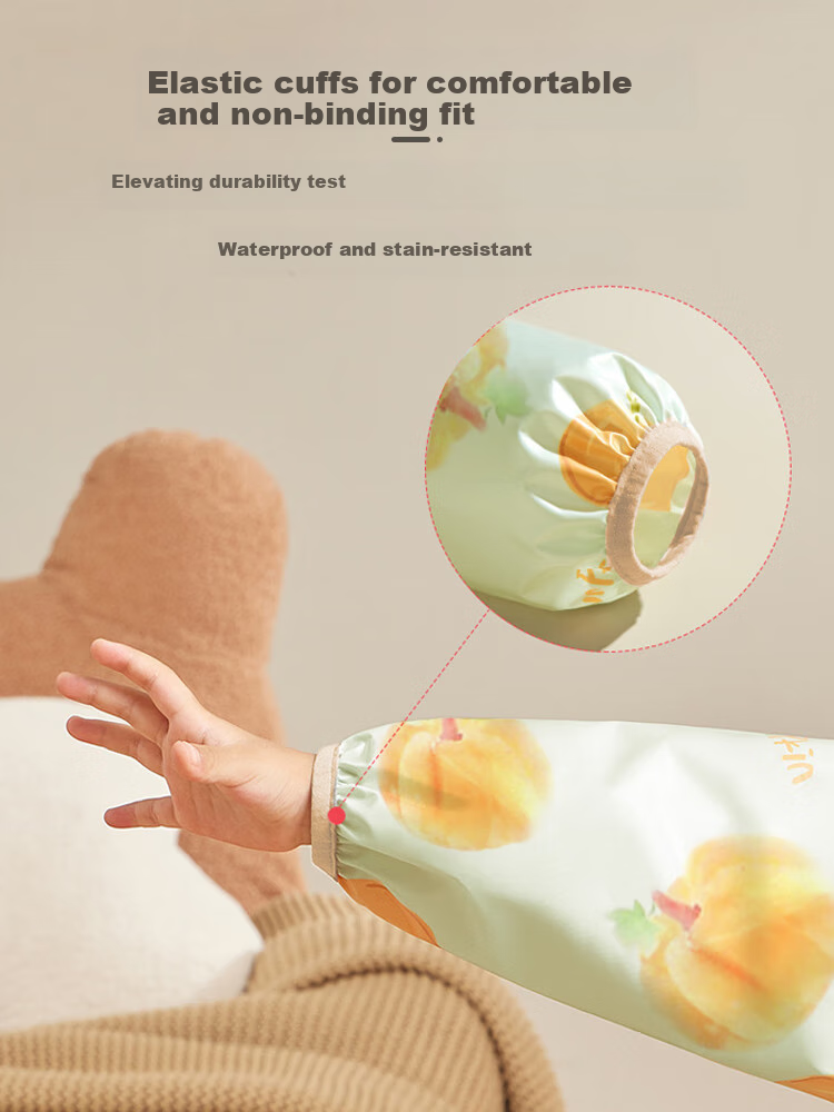 9I9 Baby Eating Smock, Waterproof Long-Sleeve Infant Apron, Kindergarten Drawing Reverse Wear, Anti-Dirt, 2-Piece Set, A124 6