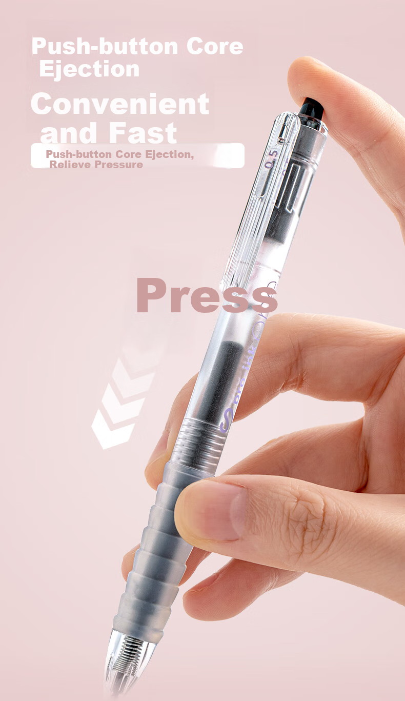 CHENQI STATIONERY Retractable Gel Pen with ST Tip, Exam Writing Pen, Small Smooth Cloud Grip, Black Ink for Exams And Students, Quick-Drying Push-Button Type JG-82/black 4
