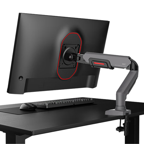 HKC Monitor Stand, Display Screen Mechanical Arm, Computer Desk, Rotating And Height Adjustable, Home Office Use, Gray And Black Color, Weight Capacity 9KG, Height-Increasing Bracket, No Drilling Required, 75mm/100mm KR22