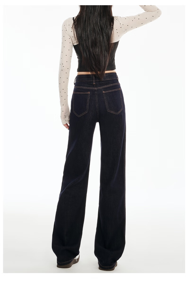 Pierre Cardin Women's Winter Denim Jeans Simple Soft Breathable Casual Slim Fit Straight Wide Leg Retro Blue M 18