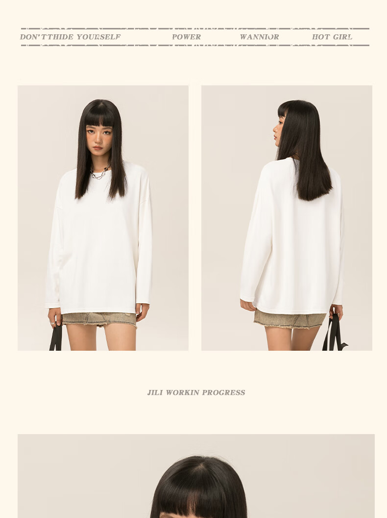 Warrior Women's Long Sleeve T-Shirt 2025 New Autumn White Cotton Loose Fit Base Layer Unique Stylish Top 24