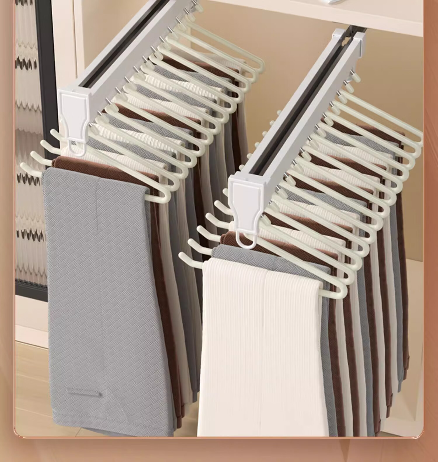 Guangduola Goose-Shaped Pants Hangers Household Non-Marking Non-Slip Pants Hangers Wardrobe Storage Organizer Cream White 10-Pack 3