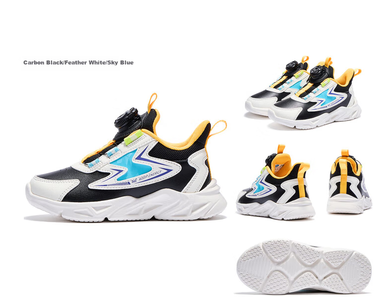 361° Children's Running Shoes, Autumn And Winter, for Boys And Girls Aged 3-14, Shock-Absorbing, Rotary Buckle, Leather Upper Sneakers, Black, Size 36 20