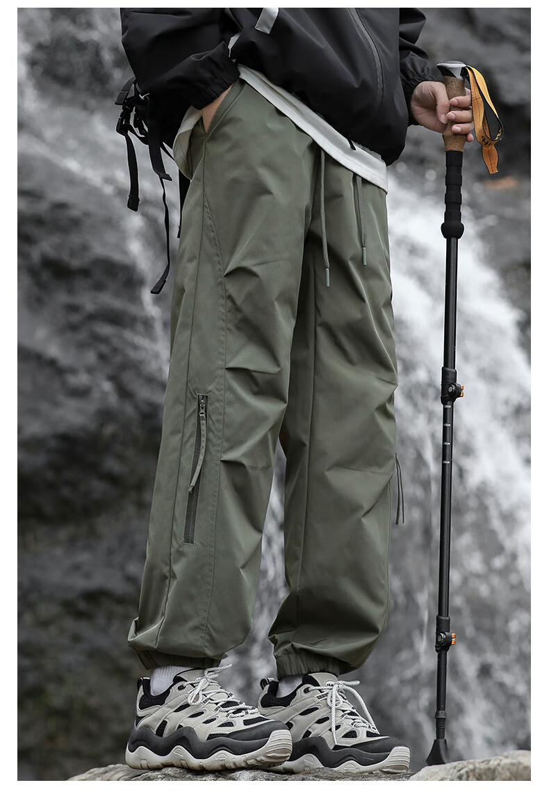 JEEP SPIRIT Men's Casual Pants Autumn Winter Fleece Lined Waterproof Windproof Outdoor Trousers Military Green Fleece Lined 4XL 10
