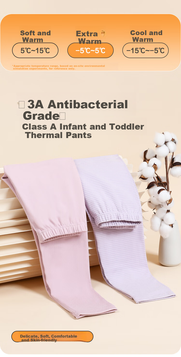 Hodohome Children's Autumn Long Johns for Boys, 3A Antibacterial Fleece Thermal Pants, Class A Seamless Cotton-Padded Sleepwear, 2-Pack, Size 170 1