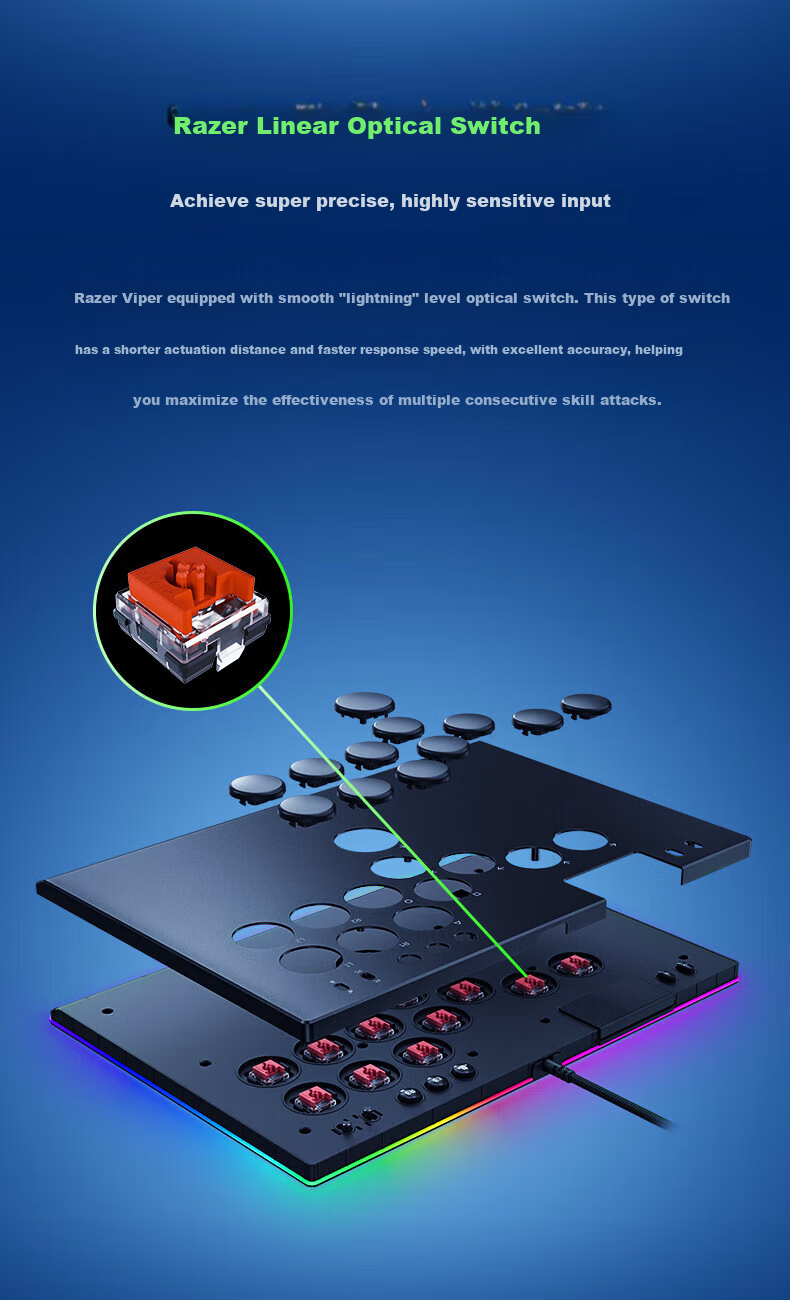 Razer Youhou Full-Button Optical Arcade Controller with RGB Lighting Effects And Low-Profile Optical Switches, Compatible with Street Fighter, Standard Editio 5