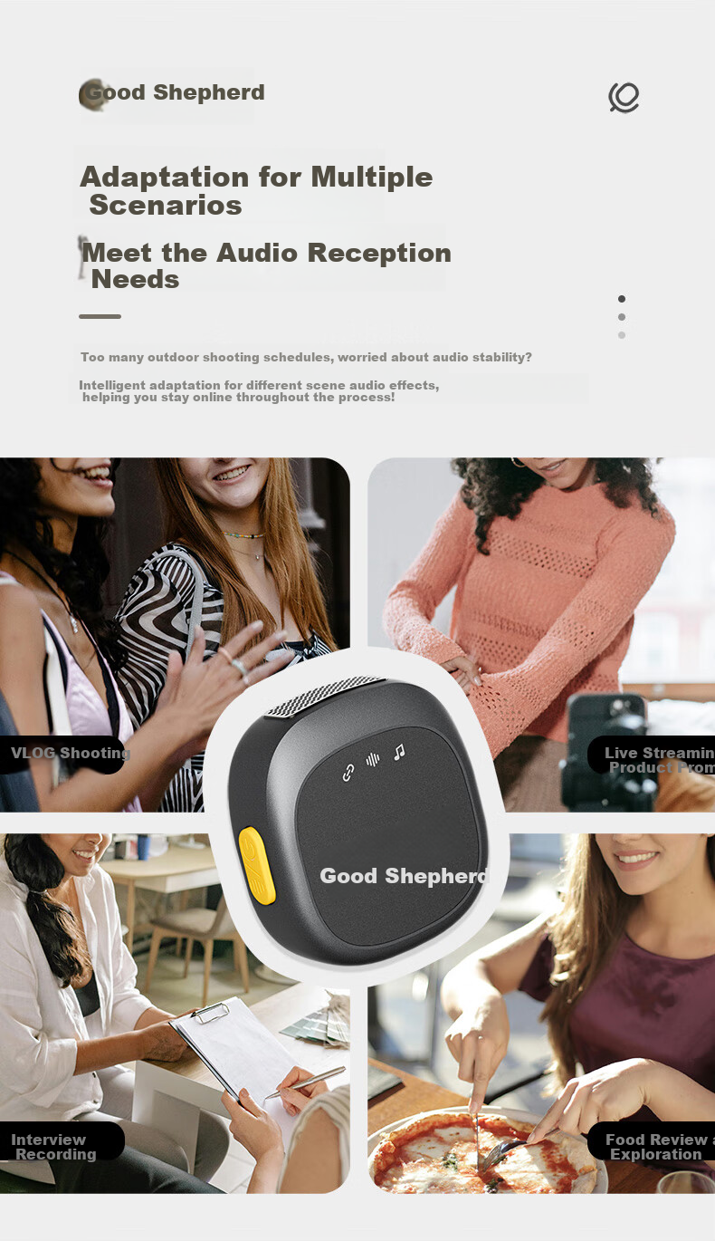 Haomuren Wireless Lavalier Microphone, Live Streaming Equipment for Anchors, TikTok Karaoke Interview Recording Microphone, Outdoor Professional Noise-Cancelling Microphone for Short Video Vlog, Button-Type One-To 16