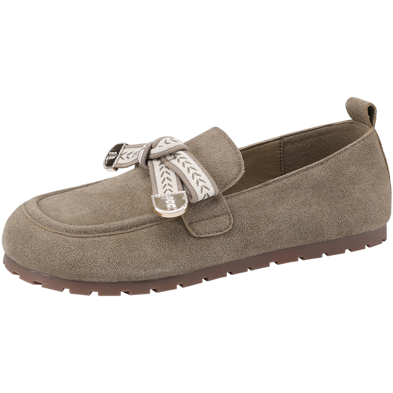 Mulinsen Women's Casual Slip-On Birkenstock Style Shoes Comfortable Single Shoes Khaki Size 35