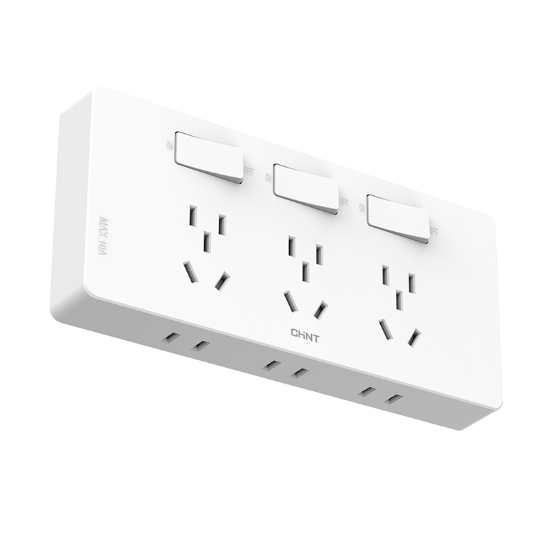 CHNT 86-Type Concealed Extension Socket, Multi-Hole Converter for Kitchen, Multifunctional Wireless Track Socket, Gray