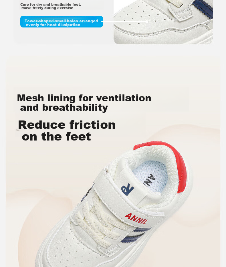 ANNIL Children's Casual Shoes, Spring Boys And Girls Versatile Sports Running Shoes, Fashionable Sneakers, 4003 Navy Blue, Size 35 9