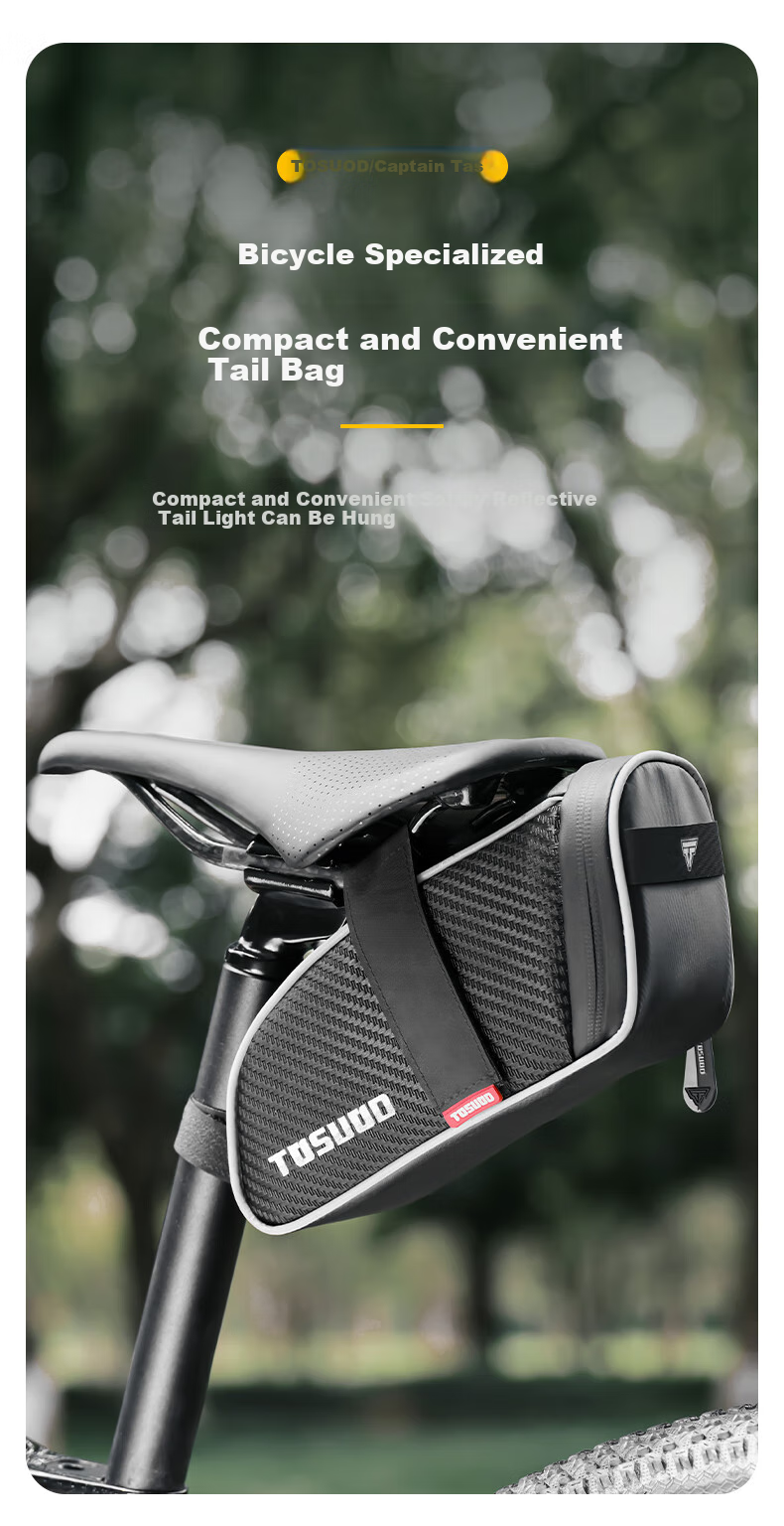 Tasiduizhang Mountain Road Bicycle Tail Bag, Compact And Portable, Can Hang Rear Light, Waterproof Saddle Bag 1
