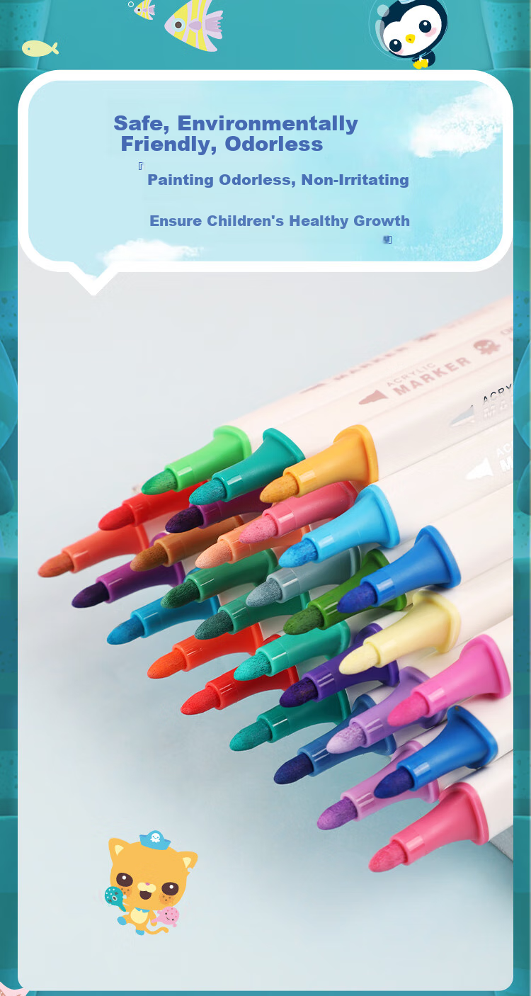 Zhonghua Xhai Diao Xiao Zongdu 36-Color Triangular Handle Single-Tip Water-Based Acrylic Markers, Waterproof Children's Hand-Drawing Graffiti DIY Painting Shoe Coloring Complete Set, Children's Day Gift MA0003 4