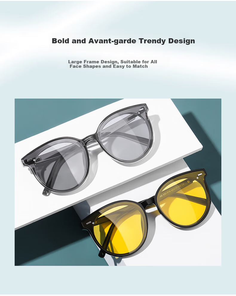 Angelamiao Sunglasses for Men And Women, Fashionable Large Frame Sun Protection UV-Resistant Glasses with Nylon Polarized Lenses, Square Frame 6