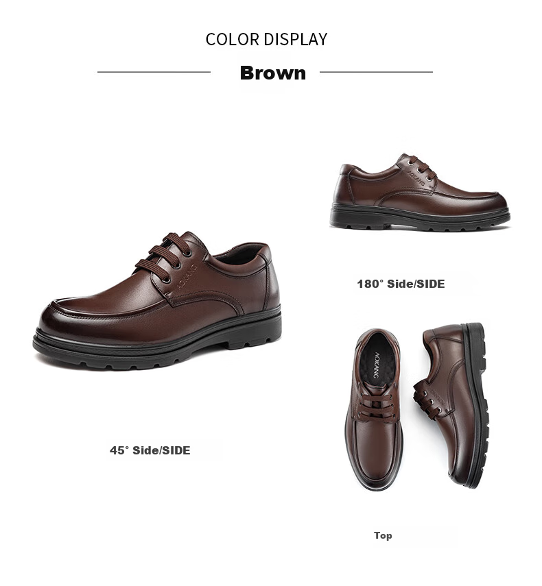 Aokang Men's Shoes with Fleece Lining, Warm Business Leather Shoes, Lace-Up Comfortable Casual Formal Shoes, Black Fleece Style, Size 42 5