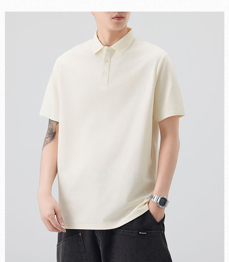 Dingfengbaoluo American Heavyweight Polo Shirt for Men, Spring And Summer Collared Comfortable Breathable Short-Sleeve T-Shirt QZ20 White 4XL 16