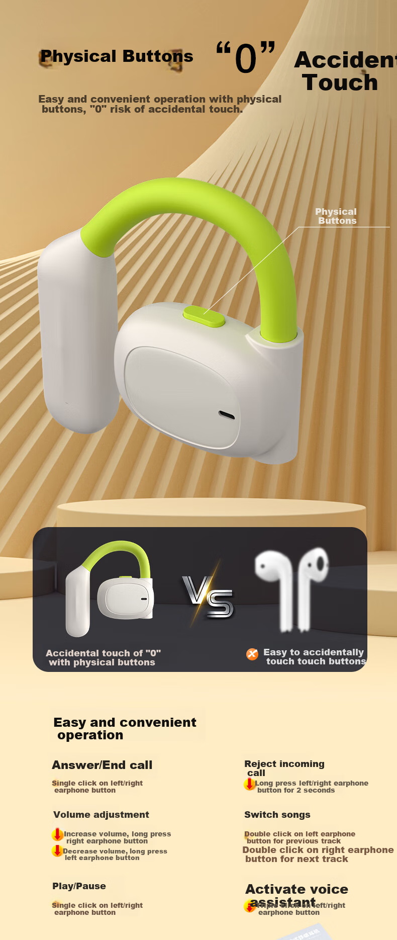 HiFizoo [Berlin Voice] Bone Conduction Bluetooth Headphones, Ear-Hook Style, Wireless, Non-In, Open-Ear Design, Suitable for Sports, Running, Long Battery Life, Compatible with Huawei And Apple Phones 7