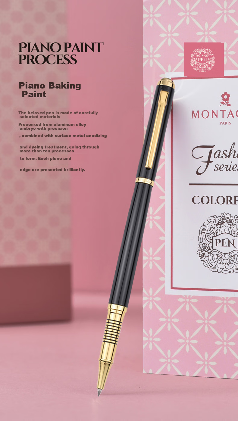 MONTAGUT [Mid-Autumn Festival Gift] Ballpoint Pen Gift Box, High-Value Signature Pen for Women, Student Writing Metal Pen, Purple Rose Series, 0.5mm 2