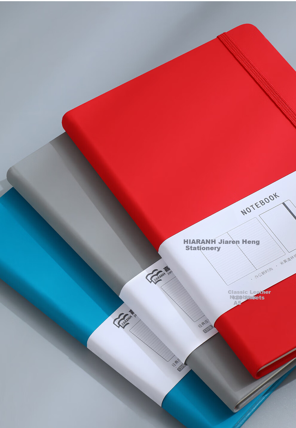 Jiaranheng Notebook, A5 Size with High-Quality Leather Cover, Thickened with Binding Straps, Suitable for College Students' Diaries, Business Office Stationery, Meeting Notes, Work Logs, Customizable, Blue Color 3