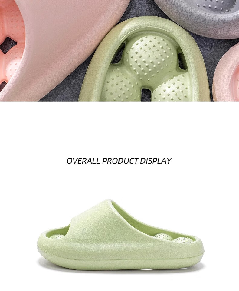 GUOLUOFEI Bathroom Leak-Proof Slippers, Summer Indoor Shower Non-Slip Squishy Hollow Massage Slippers, Green, Size 35-36 14