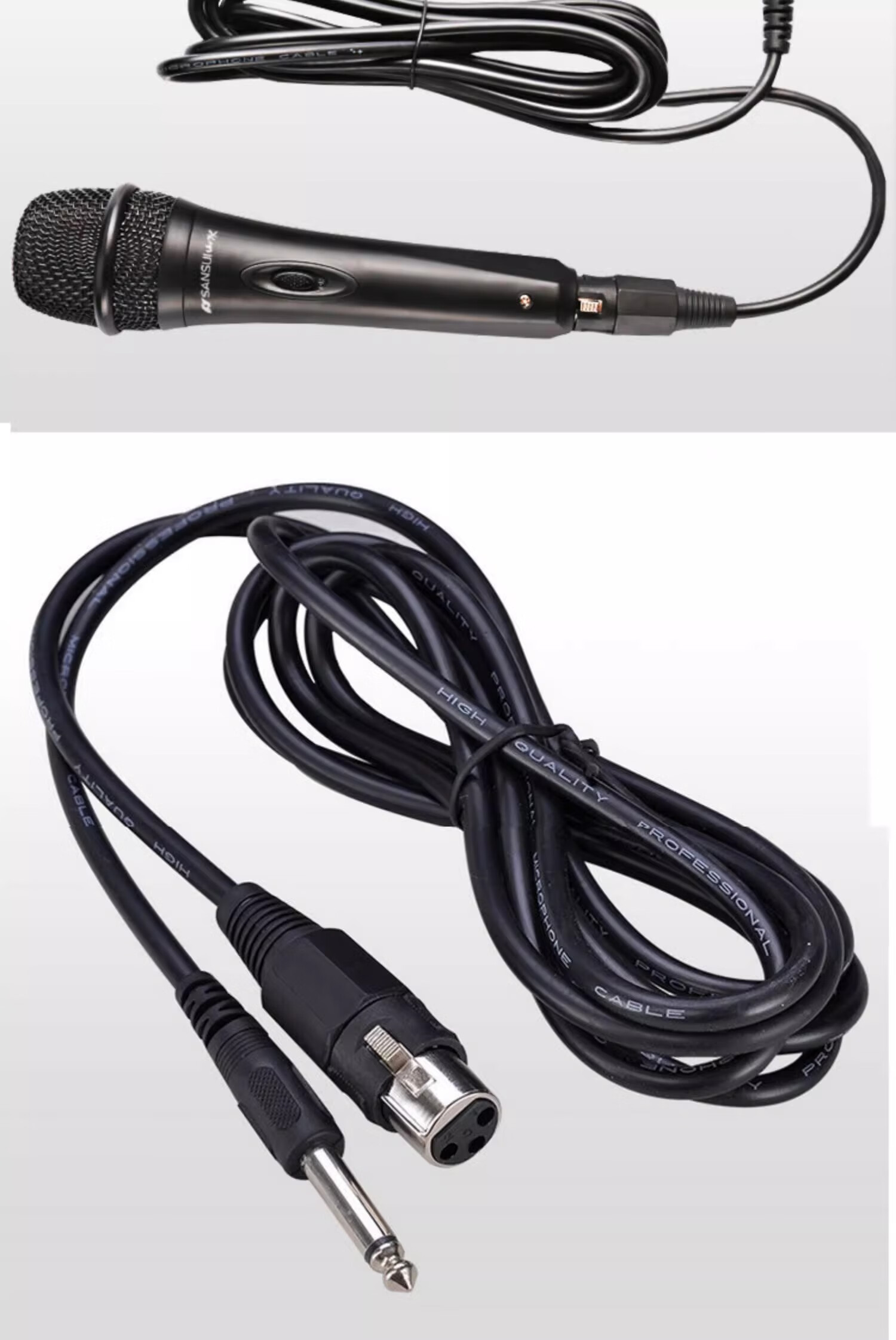 SANSUI S02 Wired Handheld Dynamic Microphone High-Quality KTV Home Singing Speech Stage Performance Classic Black 7