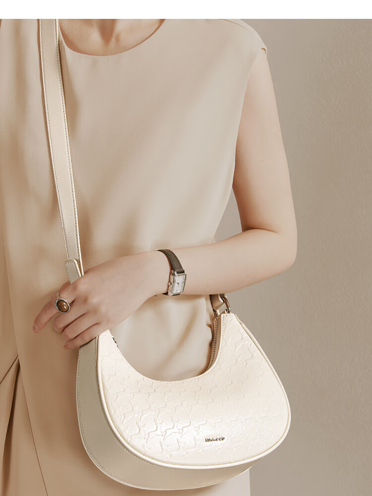 Miaodi 2026 Cowhide Embossed Underarm Baguette Crescent Elegant Workplace Commuter Handbag Crossbody Bag Birthday Gift 9