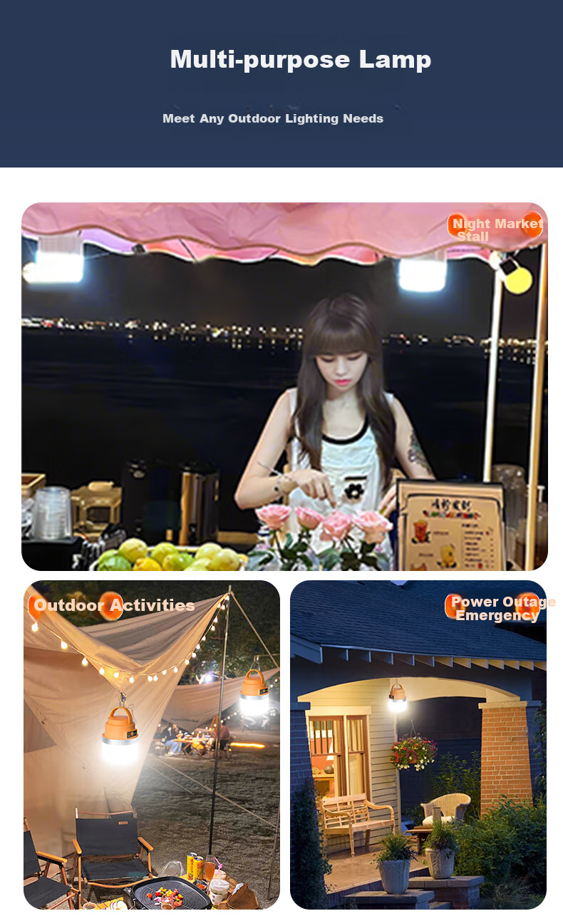 Heart LocK Rechargeable Illumination Lamp, Outdoor Camping Light, Ultra-Bright And Long-Lasting, Night Market Stall Light, Home Emergency Light Bulb for Power Outages 5