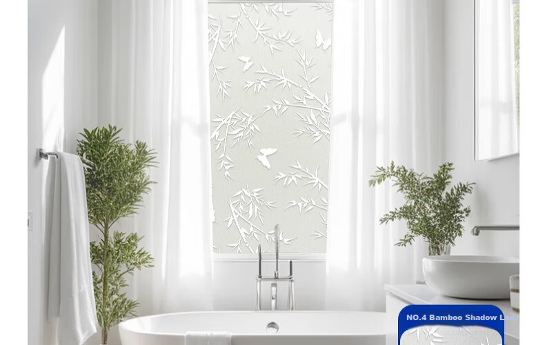 Zichen Window Static Cling Frosted Film, Light-Transmitting But Opaque Window Sticker, Glass Decal, Bathroom Privacy Film 47