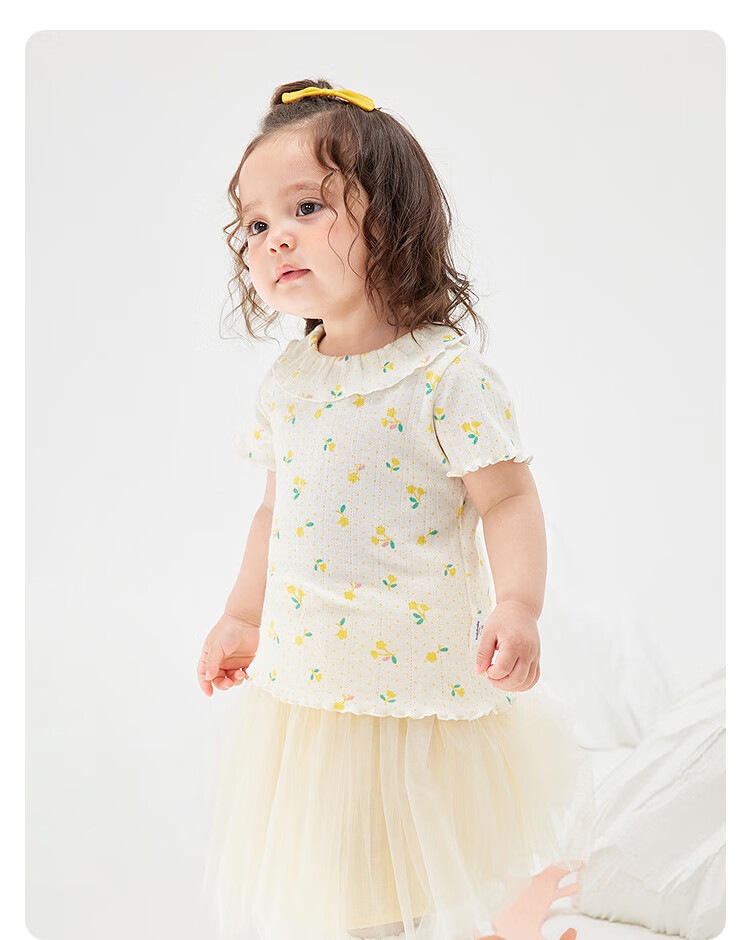 BALABALA Baby Short-Sleeve T-Shirt, Infant Girl's Top, 2025 Summer Wear, Sweet Fashionable Stylish Artistic, 209225117002 14