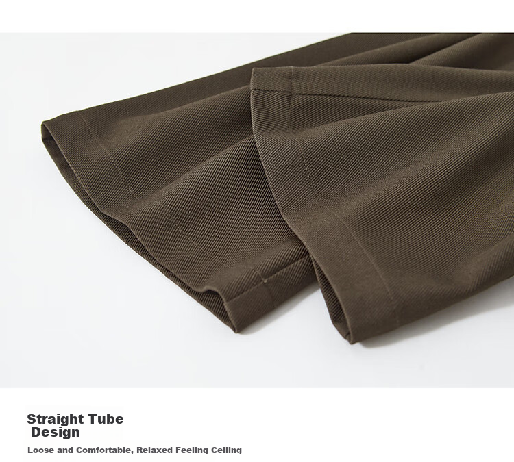 Dme [Casual Ceiling] Spring And Autumn Simple Mid-Rise Women's Pants, Straight-Leg Casual Trousers, Olive Green, S 4