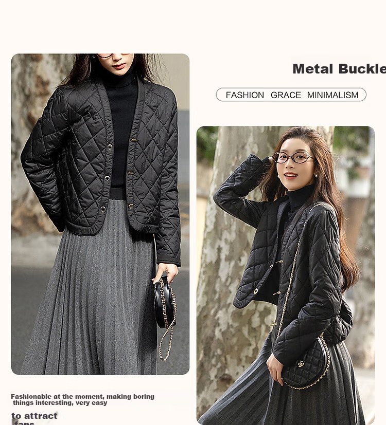 Dme [Laoqian Yinxiang] Winter Luxury Matte Light Luxury 400T Spring Yarn Diamond-Quilted Women's Cotton Jacket 5