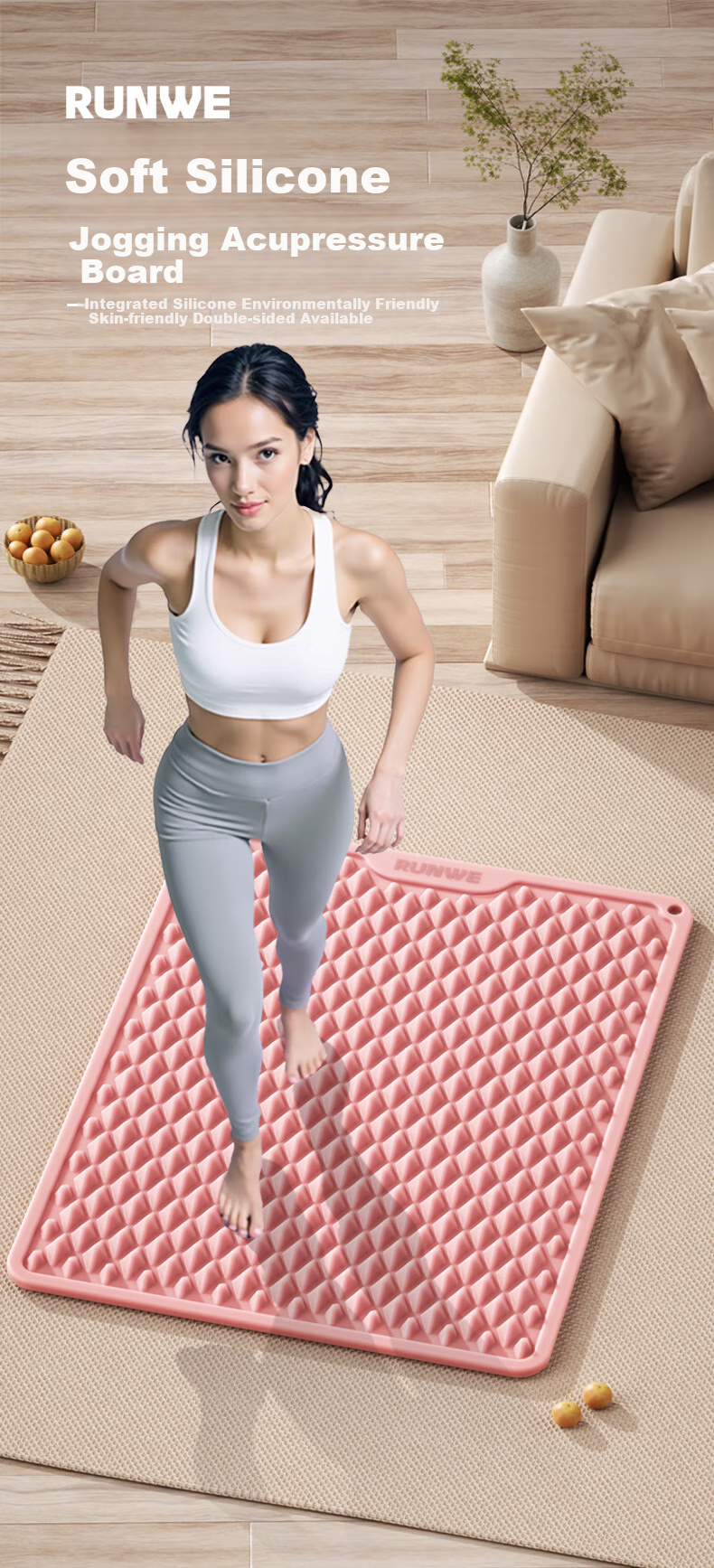 Langwei Silicone Pressure Plate, Ultra-Slow Running Foot Massage Pad, Meridian Dredging In-Place Indoor Foot Stepping Mat, Acupoint Massage Pad 1