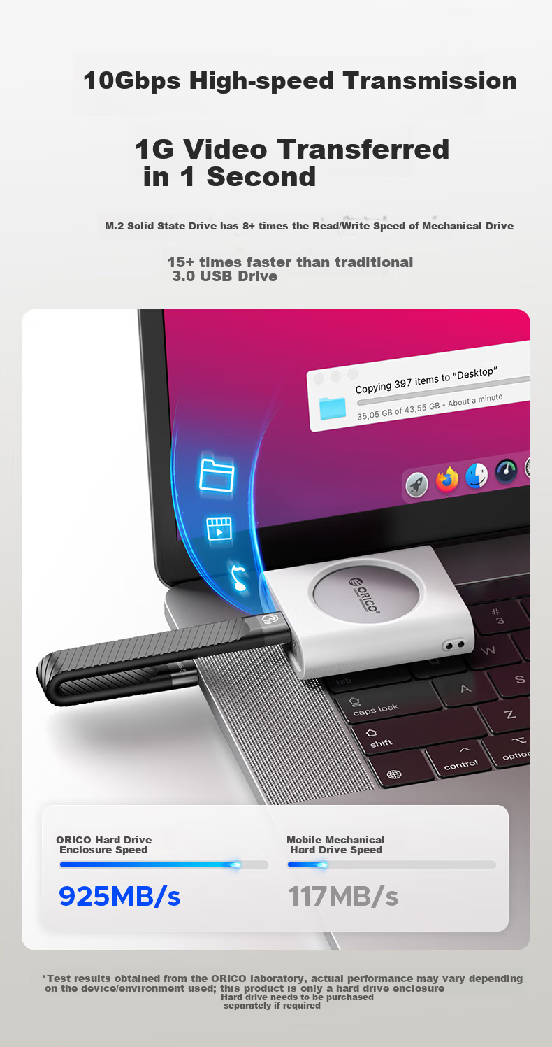 ORICO 2230 External Hard Drive Enclosure M.2 NVMe SSD Enclosure Compatible with IPhone 16, Laptops, Tablets, Electronic Urine Bags, External SSD Expansio 4