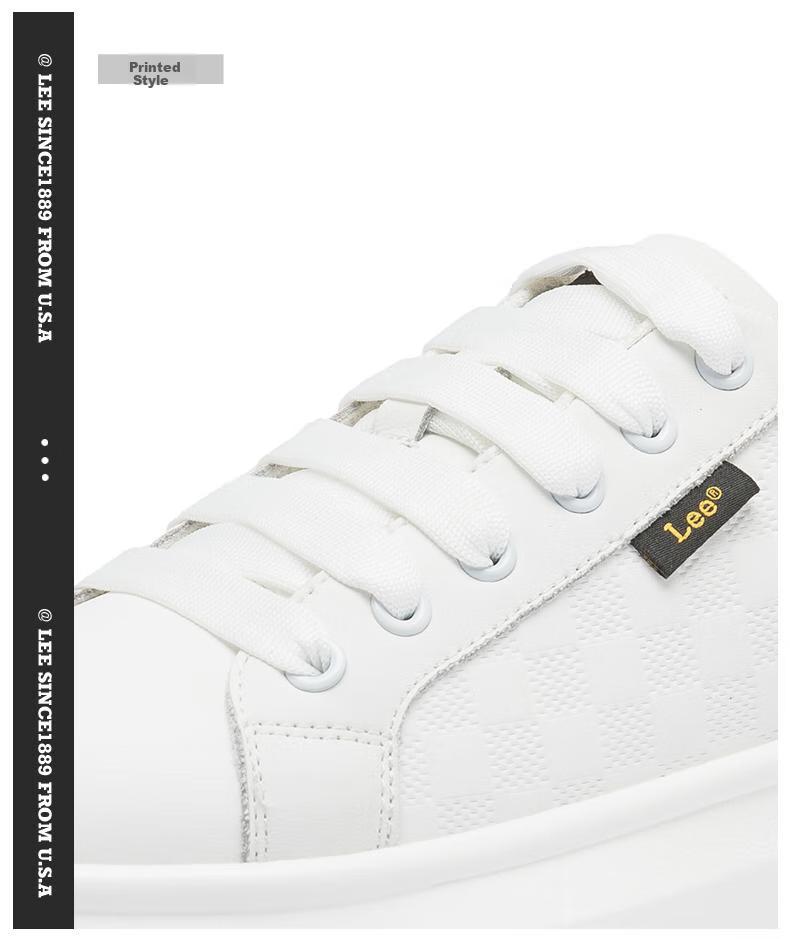 Lee White Sneakers for Men, Fashionable Casual Skateboard Shoes, Versatile Breathable Thick-Soled Low-Top Sports Casual Shoes, Black, Size 43 3