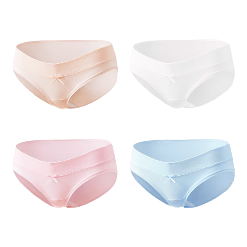 Shiyuejiejing Maternity Underwear, Low-Rise Cotton, for Early And Late Pregnancy, Postpartum Belly Support Panties, 4-Pack, XXL Size