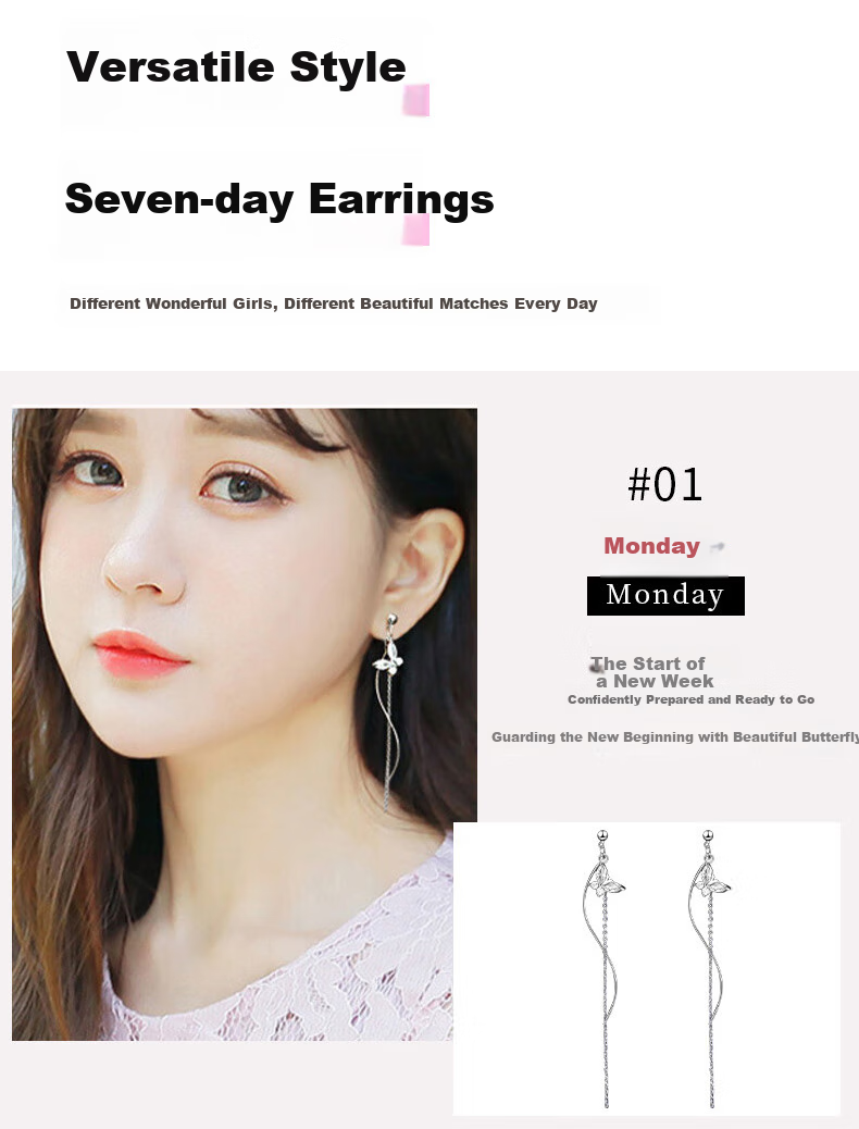 Dijing Weekly Earrings, 2026 New High-End Tassel Earrings for Women, Silver Studs, Long Ear Dangles, Birthday Gift for Wome 2