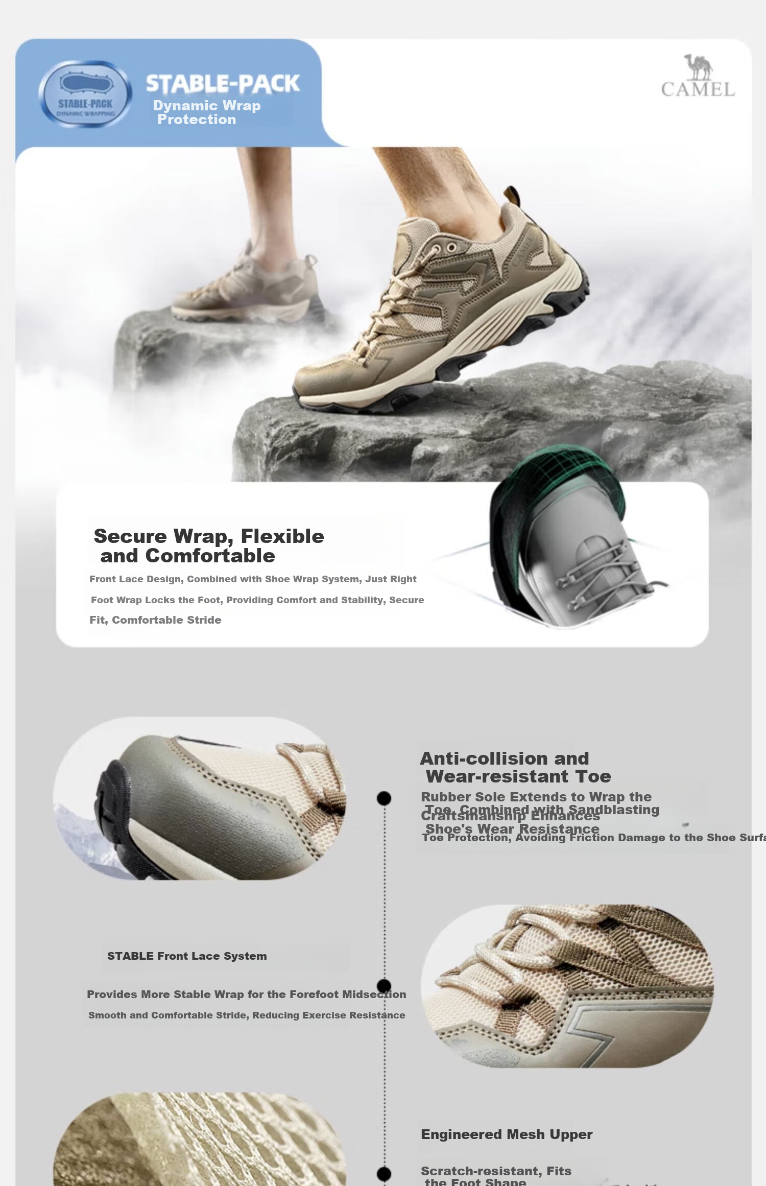 CAMEL Wang Junkai's Same Style Hiking Shoes with Non-Slip Grip, Professional Trekking Footwear for Couples, Outdoor Sports Shoes 4