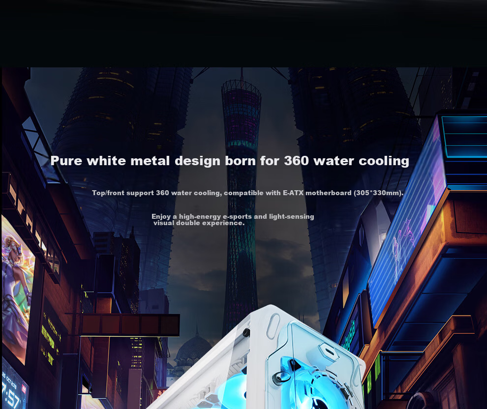 Segotep Anime Cabin 1 White Desktop Mini Case (Front Dedicated Figurine Position/MATX Motherboard Position/Synchronized Lighting Effects/360mm Water Cooling Position/Anime Desktop Computer Case) 5