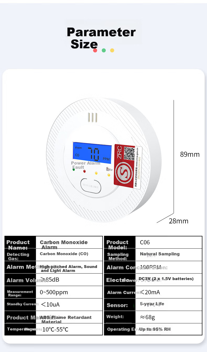 PGST Carbon Monoxide Alarm, CO Detector, Coal Boiler Charcoal Warning Device, Gas Leak Detection Alarm 12