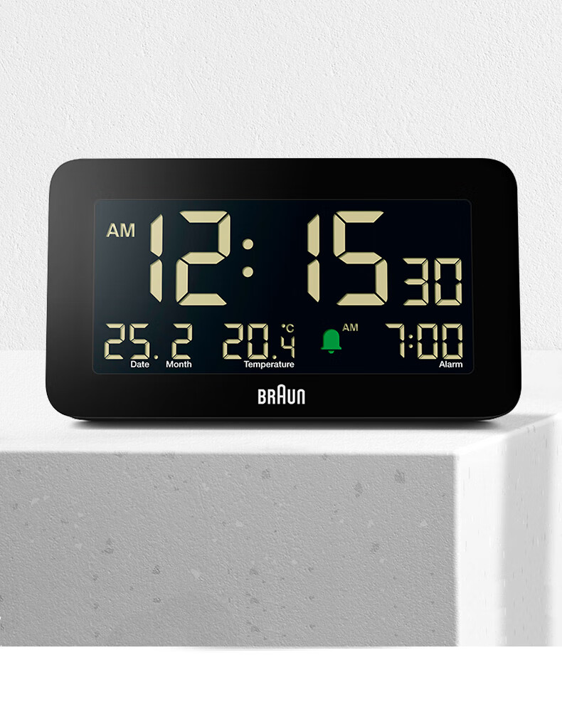 Braun German Brand Original Imported Alarm Clock Smart 2026 New Wake-Up Gadget Large Screen Multifunctional LCD Digital Temperature Electronic Desktop Alarm Clock Back-to-School Gift 2