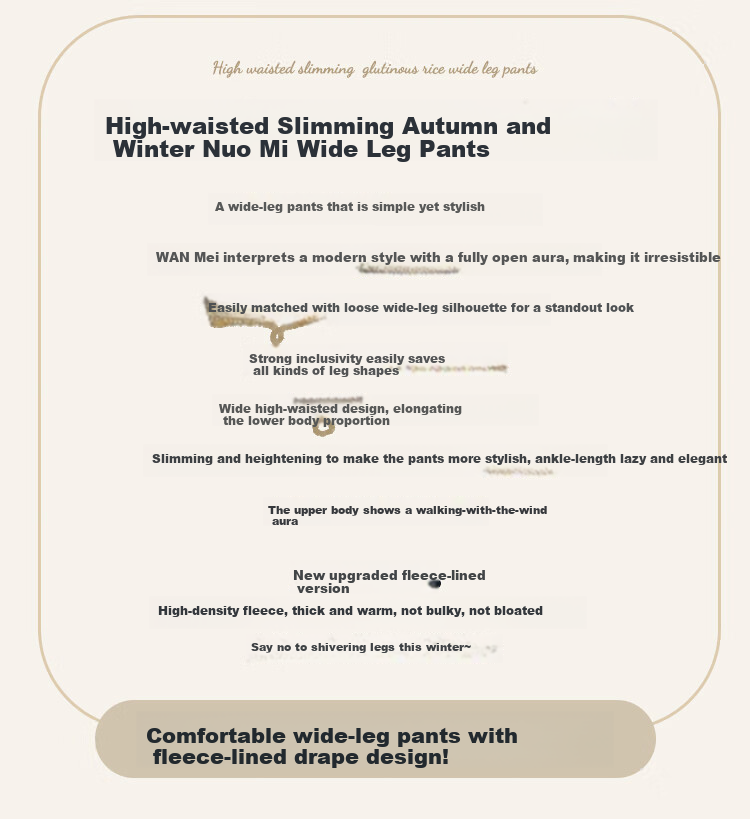 FitonTon Wide-Leg Glutinous Rice Pants for Women, Loose Straight-Leg Draping Trousers for Autumn And Winter, Fleece-Lined Thick Soft Long Pants, Versatile Casual Pants 2