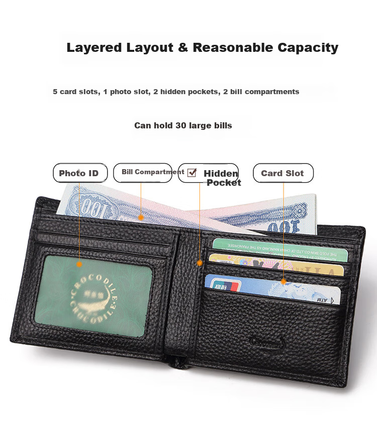 CROCODILE Men's Top-Grain Leather Business Automatic Buckle Belt + Wallet Gift Box, Birthday Gift for Men T1562 5