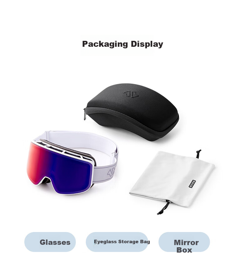 JD Original [Five-Star Certified] Ski Goggles, Anti-Fog And Windproof Protective Eyewear, Professional Ski Glasses for Men And Women, Snow Mountain Silver 17