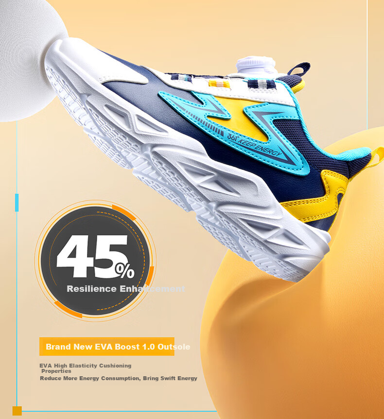 361° Children's Running Shoes, Autumn And Winter, for Boys And Girls Aged 3-14, Shock-Absorbing, Rotary Buckle, Leather Upper Sneakers, Black, Size 36 6