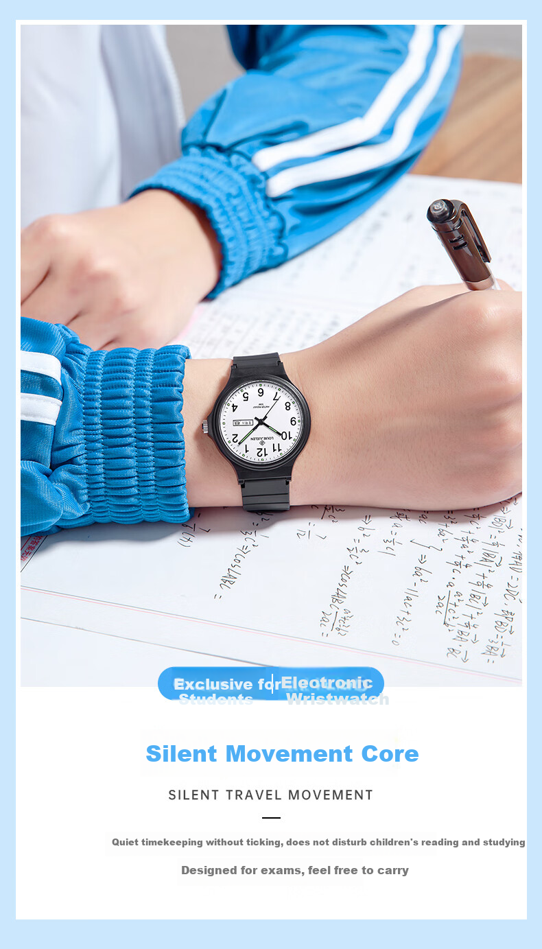 LOUIE JUELEN Student Exam Watch for Middle And High School Students, Quiet Mechanical Waterproof Quartz Watch for Teenage Girls And Boys 4