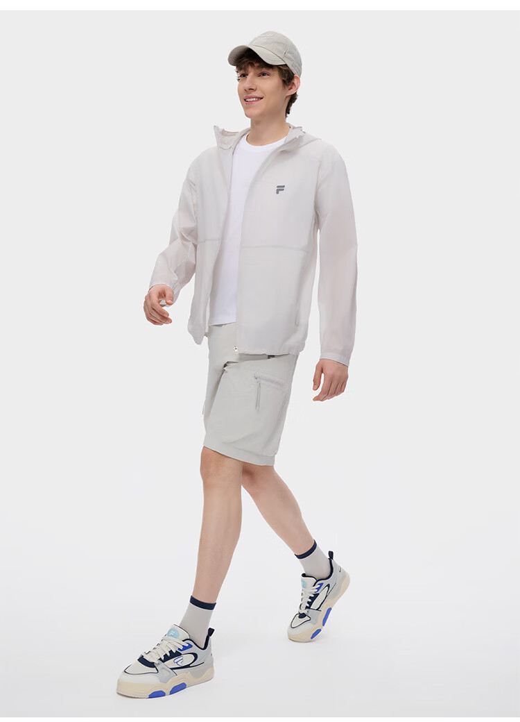 FILAFUSION FILA Trendy Woven Jacket for Men, Summer Fashion Casual Sun Protection Hooded Top 28