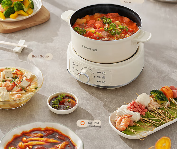 Joyoung Multifunctional Small Cooking Pot, 2.5L Detachable Electric Hot Pot, Non-Stick Coating, Student Dormitory Electric Hot Pot HG25-G211S with Steamer 10