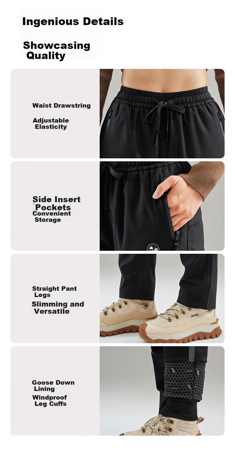 Xiongmaoxiangban Soft Shell Fleece-Lined Pants for Men And Women, Thickened Winter Outdoor Windproof Waterproof Three-In American-Style Hiking Trousers 6