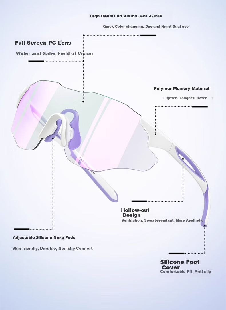 CAPONI Color-Changing Cycling Glasses for Women, Outdoor Hiking Running Sports Sunglasses, Day And Night Dual-Use Sunglasses, UV Protection And Sun Protectio 7