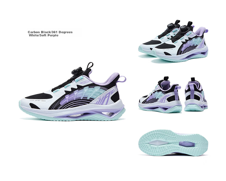 361° Qingyang | Children's Running Shoes, Spring 2025, Boys And Girls, Big Kids, Rotary Buckle, Lightweight Cushioning, Jogging Sneakers, Black, Size 40 21