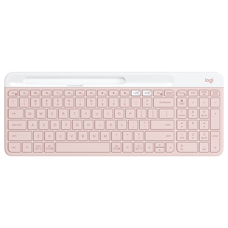 Logitech K580 Enterprise Wireless Bluetooth Ultra-Thin Quiet Office Keyboard Dual-Mode External Thin Film Portable Multi-Screen Ultra-Thin Keyboard - Zhuyu Pink [Order Bonus]